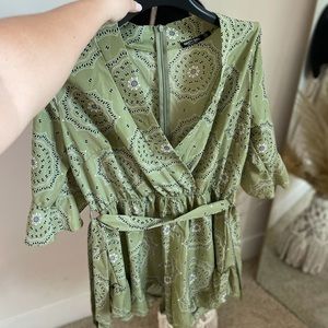 NWT Sage Green Tribal Print Romper